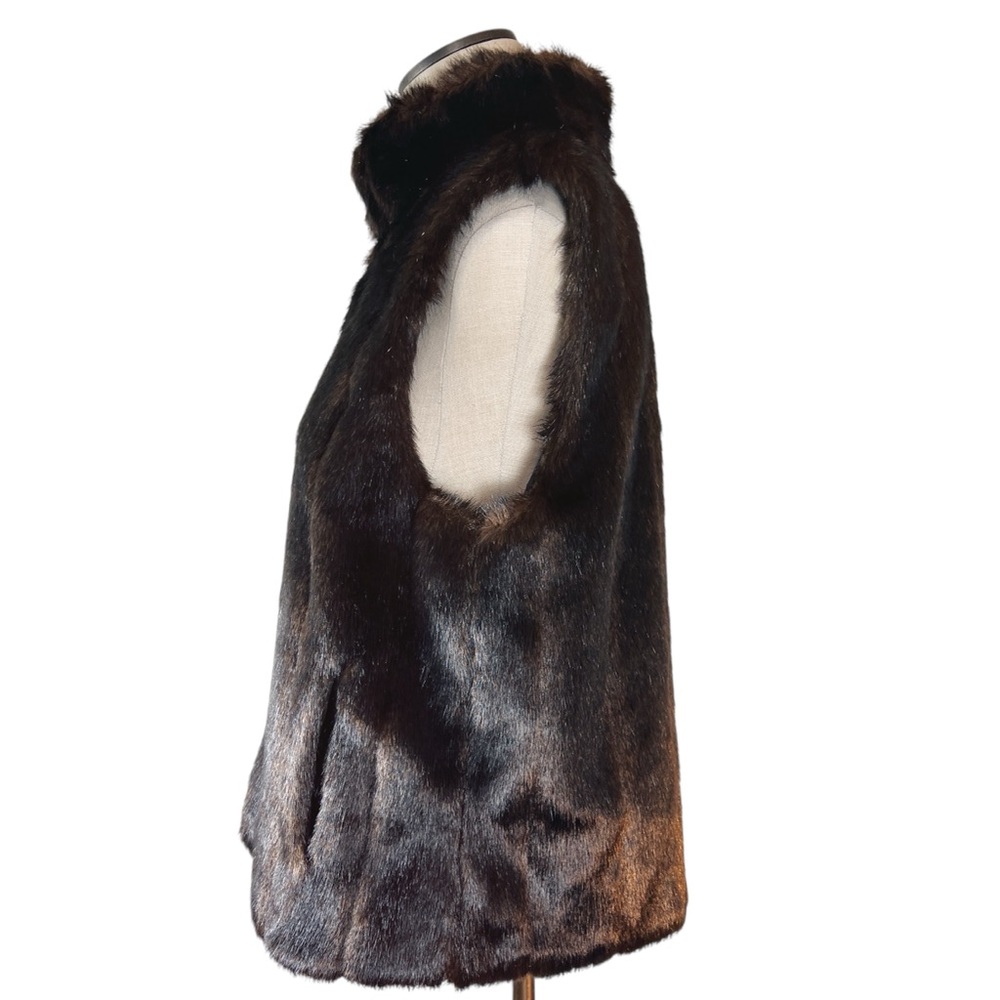 Glacca Faux Fur Reversible Vest Size L Brown and Black Mob Wife Vegan Fu… - Picture 6 of 11